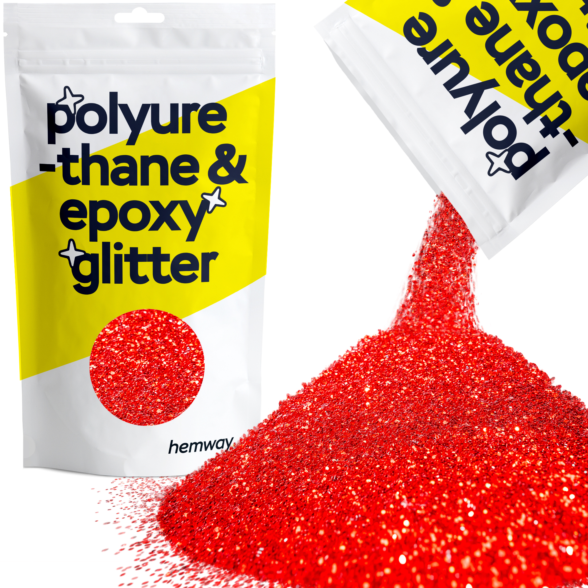 Hemway Glitter Chunky Per Resina Epossidica E Poliuretano, Rosso Olografico, 0.6 Mm, 100g, Brillantini Per Arti E Mestieri, Certificato E Vegano